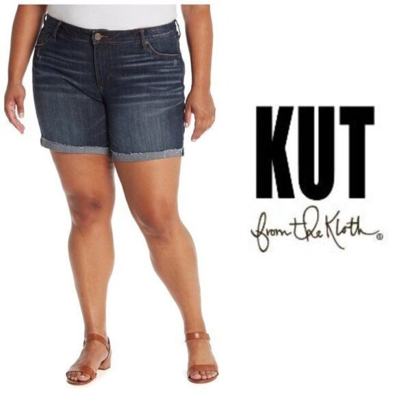 Kut From The Kloth Womens High Rise Boyfriend Dark Jean Shorts Plus Sz 20 W New - Picture 10 of 10